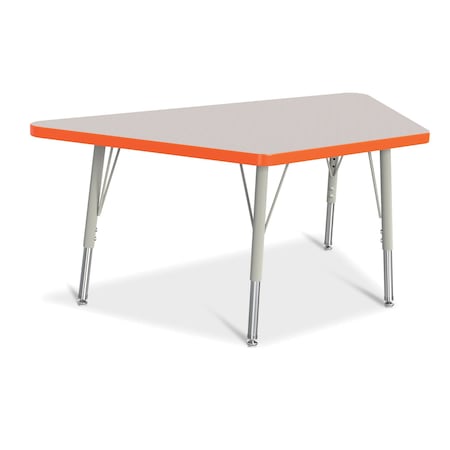 Jonti-Craft Berries Trapezoid Activity Tables, 24 in. x 48 in., E-height, Freckled Gray/Orange/Gray 6438JCE114
